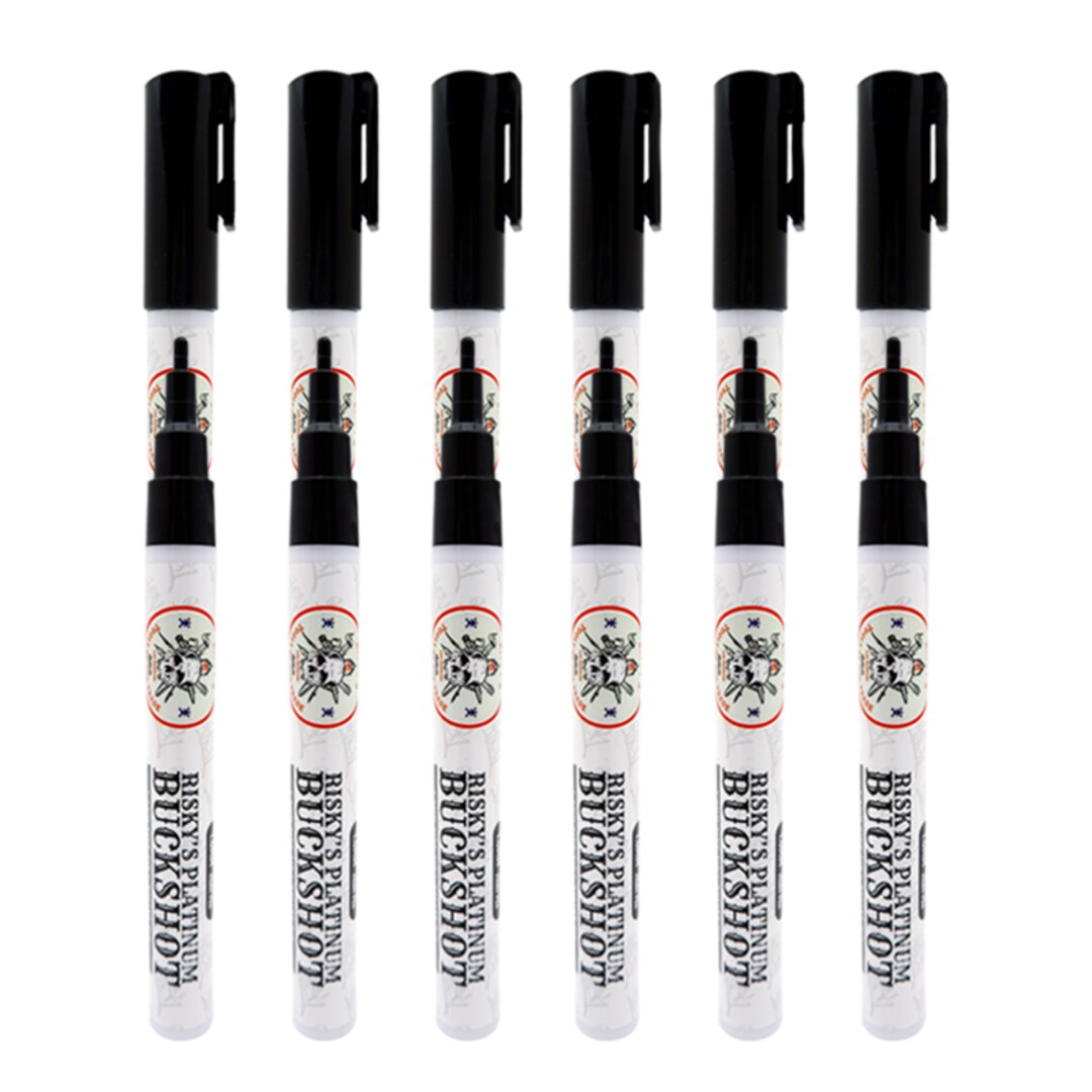 Risky's Tools of the Trade Platinum 1mm Buckshot 6 Pack of Black Paint Pens for Graffiti and Fine Art